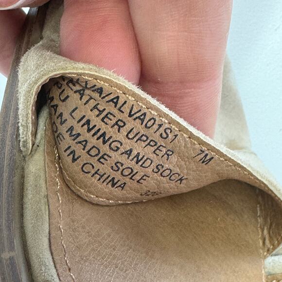 Steve Madden Heels Womens 7 Tan Alva Stacked Block Heel Open Toe Suede Leather - Picture 9 of 12